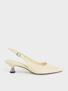 CHARLES & KEITH Patent Spool Heel Slingback Pumps Butter