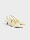 CHARLES & KEITH Patent Spool Heel Slingback Pumps Butter