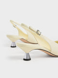 CHARLES & KEITH Patent Spool Heel Slingback Pumps Butter