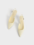 CHARLES & KEITH Patent Spool Heel Slingback Pumps Butter