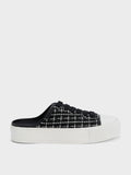 CHARLES & KEITH Tweed Slip-On Sneakers Black