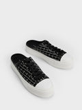 CHARLES & KEITH Tweed Slip-On Sneakers Black