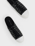 CHARLES & KEITH Tweed Slip-On Sneakers Black