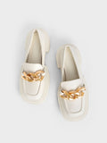 CHARLES & KEITH Perline Chunky Chain Loafers Chalk