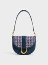 CHARLES & KEITH Women Gabine Tweed Saddle Bag Navy
