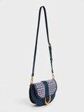 CHARLES & KEITH Women Gabine Tweed Saddle Bag Navy