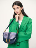 CHARLES & KEITH Women Gabine Tweed Saddle Bag Navy