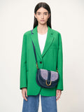 CHARLES & KEITH Women Gabine Tweed Saddle Bag Navy