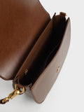 CHARLES & KEITH Gabine Two-Tone Saddle Bag Chocolate