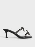 Gem-Embellished Bow-Tie Mules Black