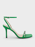 CHARLES & KEITH Chain-Embellished Ankle Strap Sandals Green