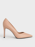 CHARLES & KEITH Tapered Square-Toe Pumps Nude