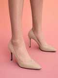 CHARLES & KEITH Tapered Square-Toe Pumps Nude