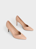 CHARLES & KEITH Tapered Square-Toe Pumps Nude