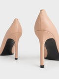 CHARLES & KEITH Tapered Square-Toe Pumps Nude