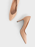 CHARLES & KEITH Tapered Square-Toe Pumps Nude