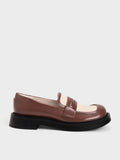 CHARLES & KEITH Penelope Two-Tone Penny Loafers Maroon