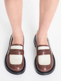 CHARLES & KEITH Penelope Two-Tone Penny Loafers Maroon