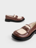 CHARLES & KEITH Penelope Two-Tone Penny Loafers Maroon