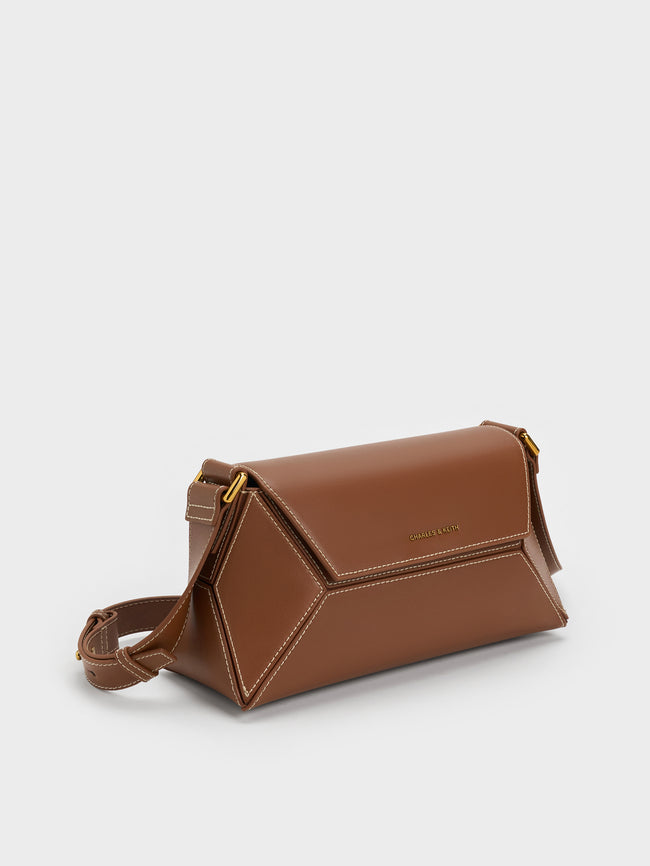 CHARLES & KEITH Women Nasrin Geometric Shoulder Bag_Chocolate