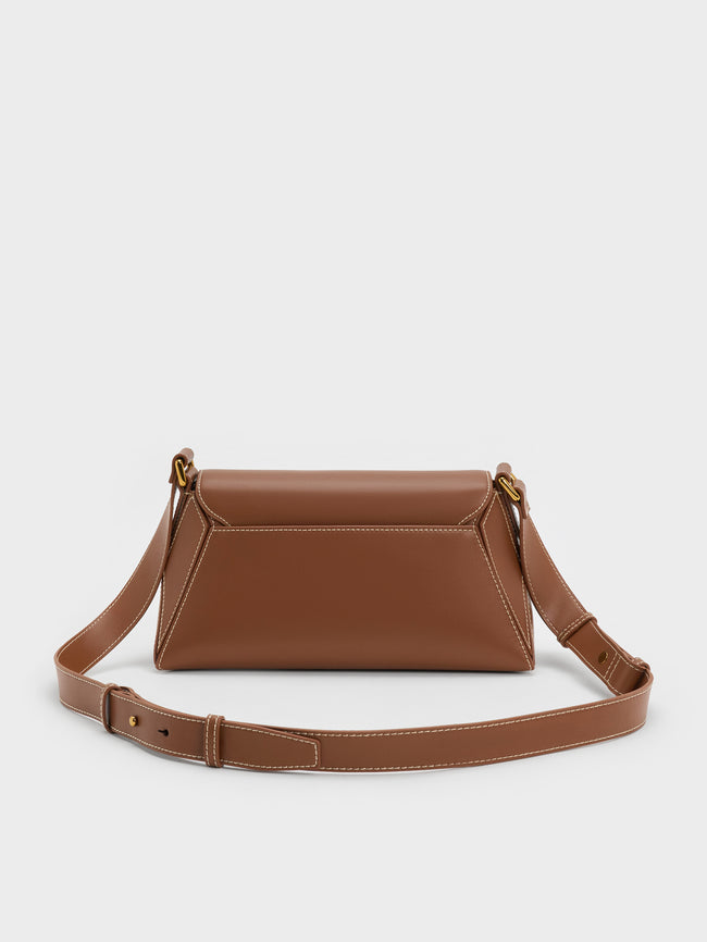 CHARLES & KEITH Women Nasrin Geometric Shoulder Bag_Chocolate