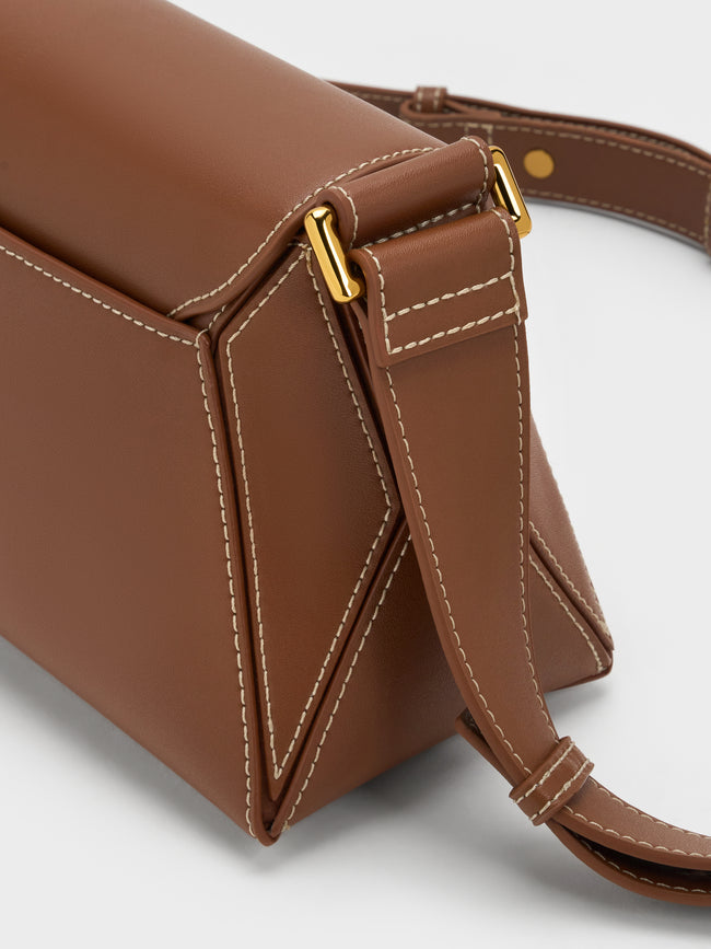 CHARLES & KEITH Women Nasrin Geometric Shoulder Bag_Chocolate
