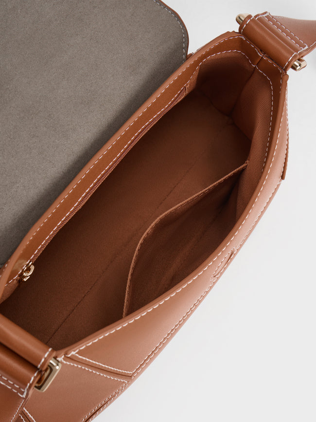CHARLES & KEITH Women Nasrin Geometric Shoulder Bag_Chocolate