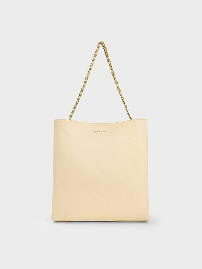CHARLES & KEITH Women Leia Braided Handle Tote Bag_Beige