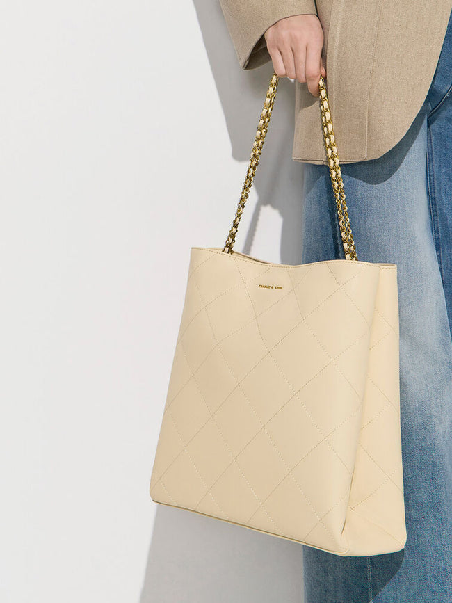 CHARLES & KEITH Women Leia Braided Handle Tote Bag_Beige