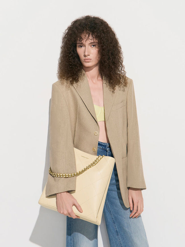 CHARLES & KEITH Women Leia Braided Handle Tote Bag_Beige