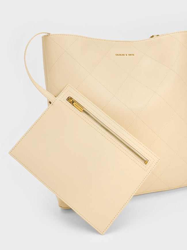 CHARLES & KEITH Women Leia Braided Handle Tote Bag_Beige