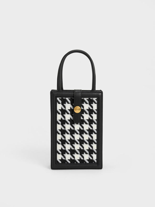 CHARLES & KEITH Este Belted Houndstooth Phone Pouch Multi