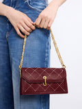 CHARLES & KEITH Marietta Textured Quilted Crossbody Bag Burgundy