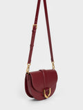 CHARLES & KEITH Gabine Saddle Bag Burgundy