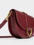 CHARLES & KEITH Gabine Saddle Bag Burgundy