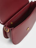 CHARLES & KEITH Gabine Saddle Bag Burgundy