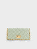 CHARLES & KEITH Micaela Quilted Long Wallet Green