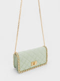 CHARLES & KEITH Micaela Quilted Long Wallet Green