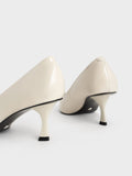 CHARLES & KEITH Gem-Embellished Patent Leather Pumps Chalk