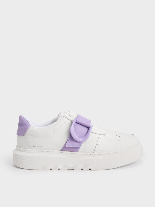 CHARLES & KEITH Women Women Gabine Leather Low Top Sneakers Lilac