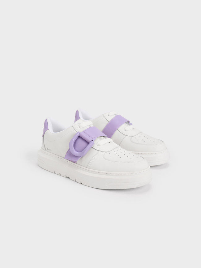 CHARLES & KEITH Women Women Gabine Leather Low Top Sneakers Lilac