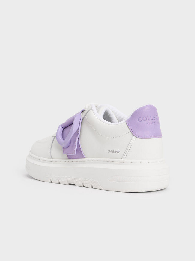 CHARLES & KEITH Women Women Gabine Leather Low Top Sneakers Lilac