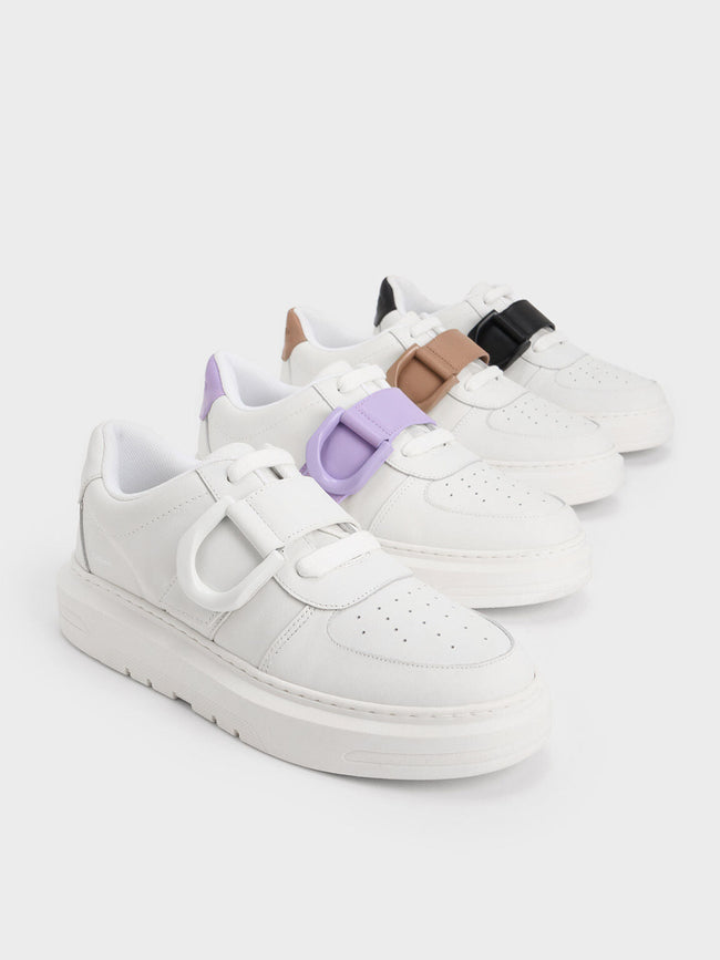 CHARLES & KEITH Women Women Gabine Leather Low Top Sneakers Lilac
