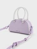 CHARLES & KEITH Gabine Two-Tone Leather Top Handle Bag  Lilac