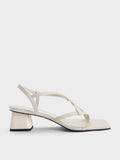 CHARLES & KEITH Asymmetric Interwoven Thong Sandals Chalk