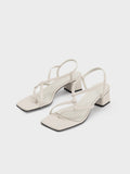CHARLES & KEITH Asymmetric Interwoven Thong Sandals Chalk