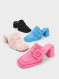 CHARLES & KEITH Sinead Woven Buckled Loafer Mules Pink