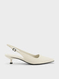 CHARLES & KEITH Vita Square-Toe Slingback Pumps Chalk