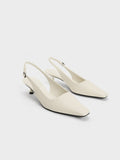 CHARLES & KEITH Vita Square-Toe Slingback Pumps Chalk