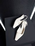 CHARLES & KEITH Vita Square-Toe Slingback Pumps Chalk